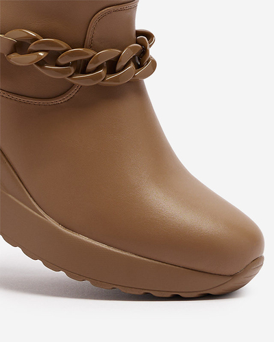 Hellbraune Damenstiefel auf Anker mit Kette Fefricca- Footwear