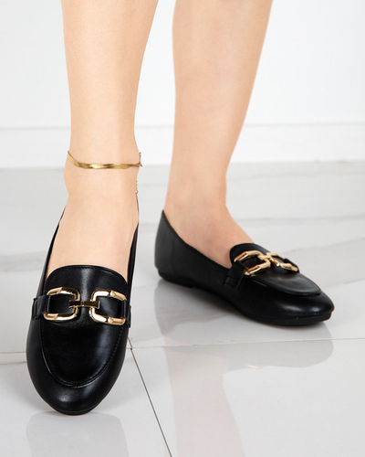 OUTLET Schwarze Öko-Leder-Slipper für Damen Kesine - Schuhe