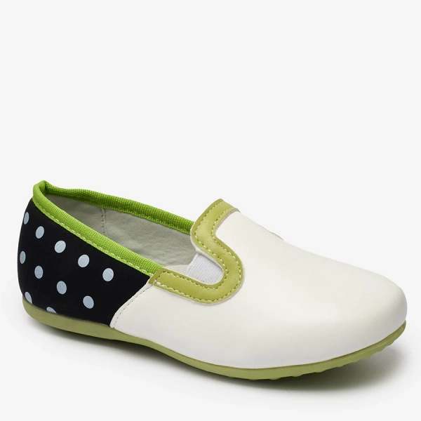 Weiße Halbschuhe für Mädchen aus Ökoleder mit Erbsenprint Rellme- Footwear