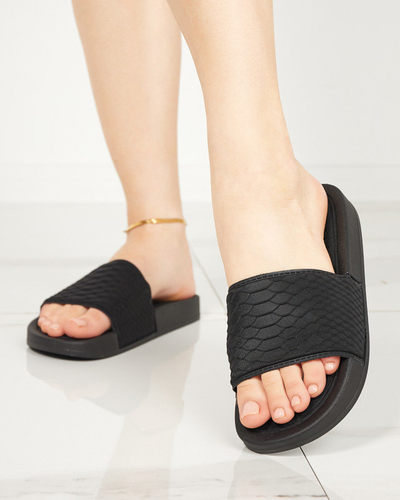 OUTLET Schwarze Damenhausschuhe mit Galite-Prägung - Schuhe