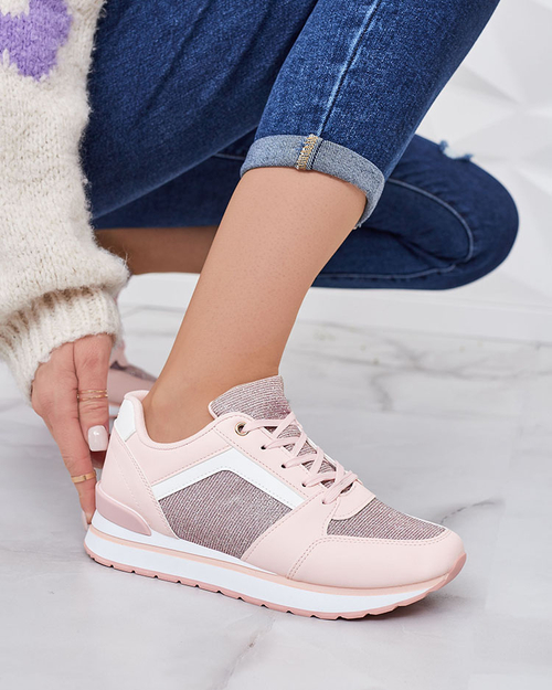 Рожеві жіночі кросівки з блискітками Berilan