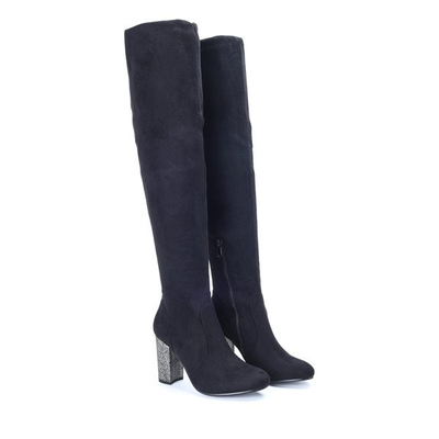 Schwarze Stiefel auf einem hohen Pfosten Crystal - Footwear