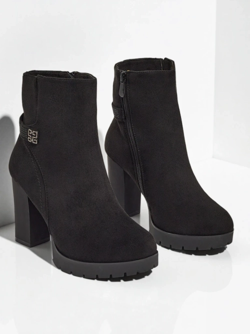 Ботильйони жіночі еко замшеві на підборах-стовпчику Zavrina