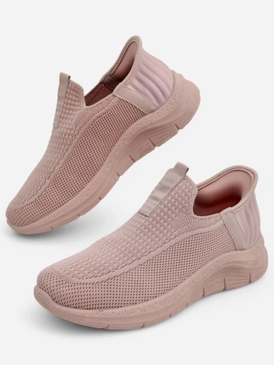 Damen-Sneakers Apollo Rosa – rosa Slip-on-Schuhe aus Stoff mit flacher Sohle