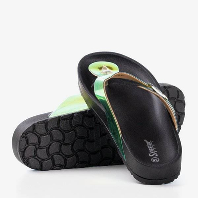 OUTLET Schwarze holografische Damensandalen mit Schnalle Manila - Schuhe