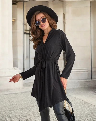 Schwarzer Damen-Knoten-Cardigan - Kleidung