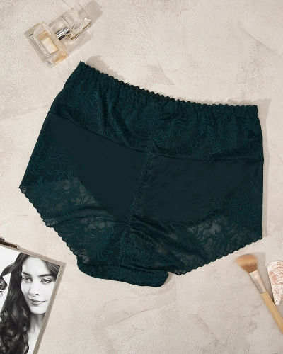 Royalfashion Zarter Maxislip in dunkelgrün PLUS SIZE