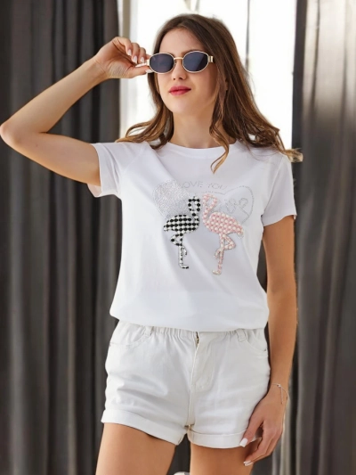 Royalfashion Damen Baumwoll-T-Shirt Flaming Love