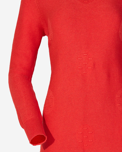 Жіноча червона сукня-светр з горлом - Одяг