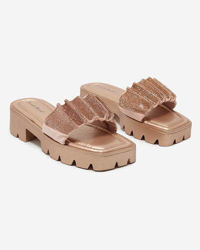 Goldene Damenhausschuhe mit Zirkonia Emkoy - Schuhe