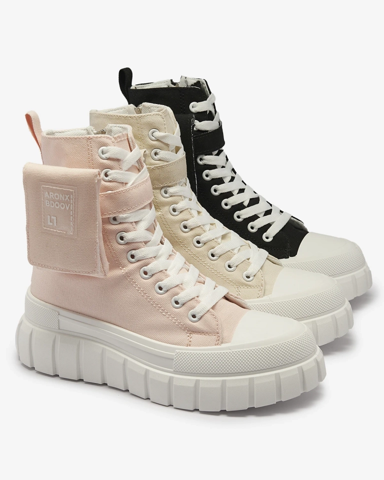 Damen High-Top Sneakers Mit Metallic-Kette - Plateau-Sohle Für Mehr Höhe