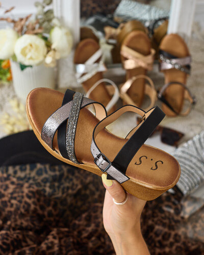 Royalfashion Damen Sandalen mit Zirkonen Bozi