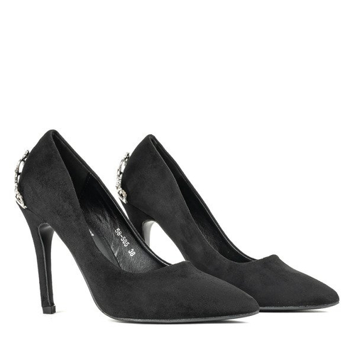 Чорні туфлі на підборах з оздобленням Devya