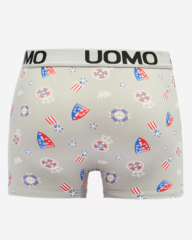 Hellgraue Herren-Boxershorts mit modischem Aufdruck - Unterwäsche