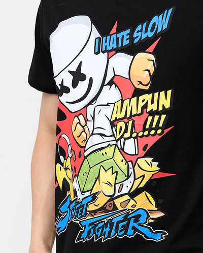 Schwarzes bedrucktes T-Shirt für Herren - Kleidung
