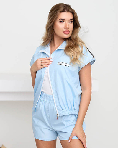 Blauer Sport-Sweatshirt mit Reißverschluss für Damen - Kleidung