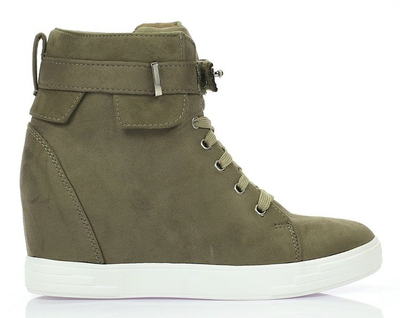 Zielone sneakersy na koturnie Jolie- Obuwie