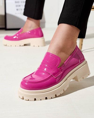 Fuchsia lackierte Mokassins für Damen Noppel - Footwear