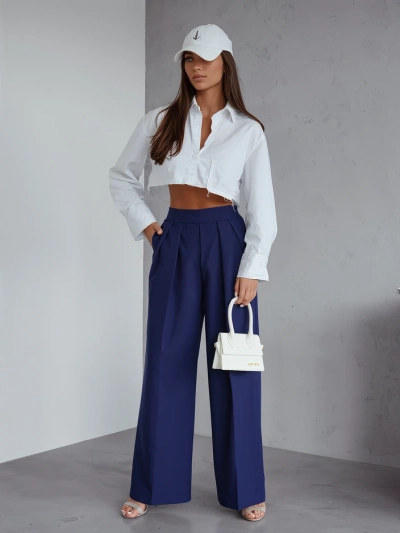 Royalfashion Weite Damenhose mit Bügelfalte