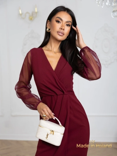 Elegantes Damen Mini Kleid Melisa mit Mesh-Ärmeln