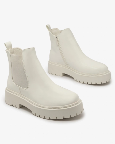 Royalfashion White lacquered women's non-heeled Glossy Chic boots