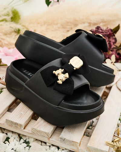 Royalfashion Damen-Gummi-Flip-Flops mit Zierschleife Apis