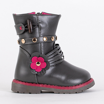 Graue Kinderstiefel aus Öko-Leder Kisso- Footwear