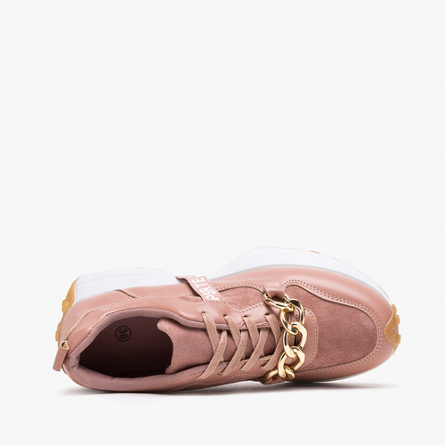 Рожеві жіночі кросівки з золотим ланцюжком Nerika