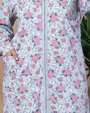 Graues geblümtes Nachthemd PLUS SIZE- Kleidung