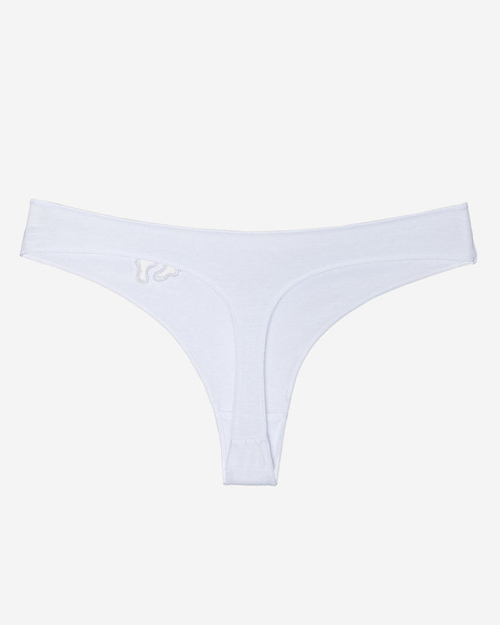 Жіночі білі бавовняні стрінги з вишивкою - Білизна