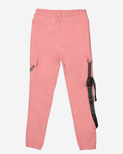 Dunkelrosa Damen-Cargohose mit Gürtel - Kleidung