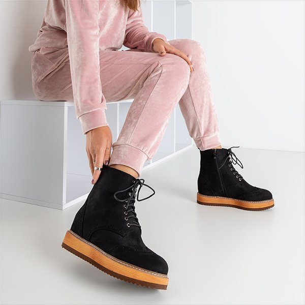 Schwarze Damenstiefeletten mit Keilabsatz Dewenter - Schuhe