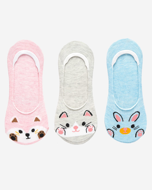 Bunte Damen-Söckchen aus Baumwolle mit Animal-Print 3 Stück / Packung - Unterwäsche