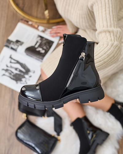 Royalfashion Schwarze matte Damenstiefel Hedaheh