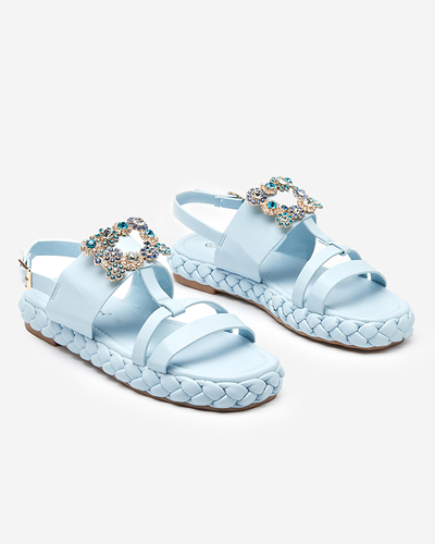 OUTLET Blaue Damensandalen mit einer dekorativen Govy-Footwear-Schnalle