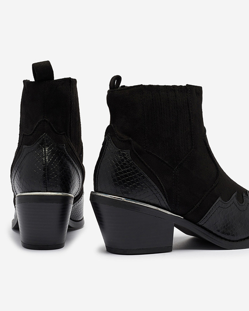 Чорні ковбойки на низькому каблуці Zirras