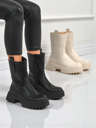 Höhere Damenstiefeletten aus Öko-Leder Scarlet Mist