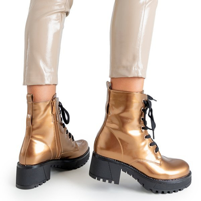 Goldlackierte Minna Workers für Damen - Schuhe