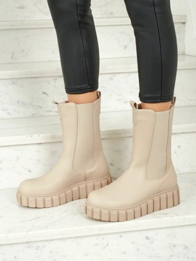Höhere Damen Stiefeletten aus Lederimitat Livora