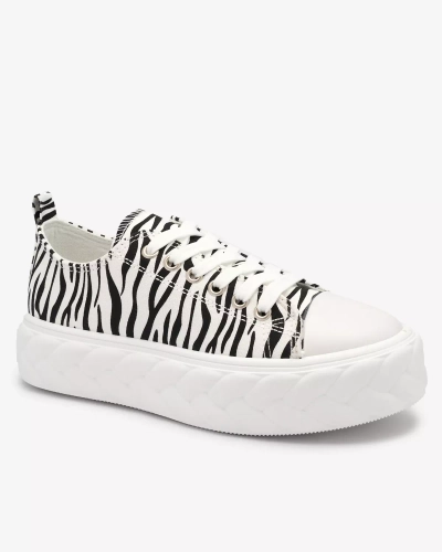 Royalfashion Schwarz-weiße Damen-Plateau-Sneakers Atredika