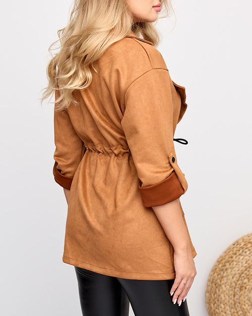 Жіноча куртка-кейл з еко-замші із зав'язкою на талії - Одяг