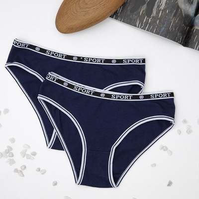 Marineblaue Slips für Damen 2 / Pack - Unterwäsche