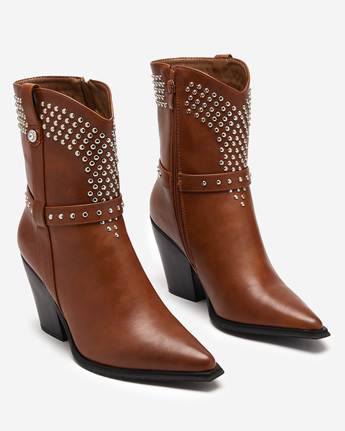 Верблюжі ковбойські чоботи на високій халяві зі стразами Loulur - Взуття