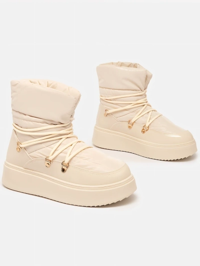 Royalfashion Damen Schlupf-Schneestiefel in Cremefarbe Dabenda