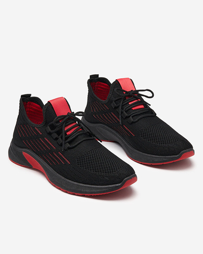 Schwarze Schnürsneaker für Herren mit roten Einsätzen Nertic - Footwear
