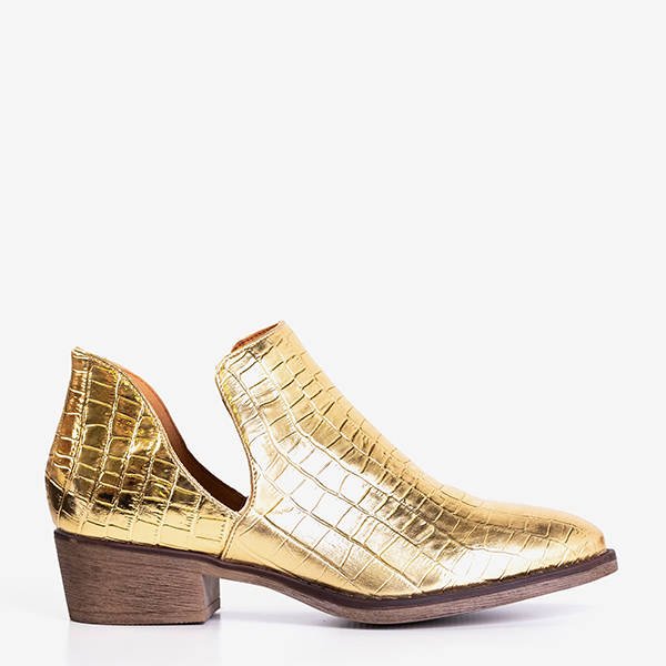 Goldene Schlangenlederschuhe mit Schnitten Pixen - Schuhe