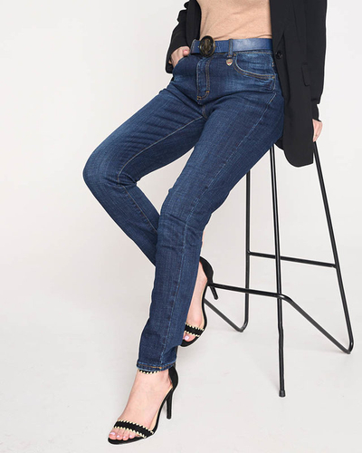 Gerade Damenjeans, Marineblau - Bekleidung