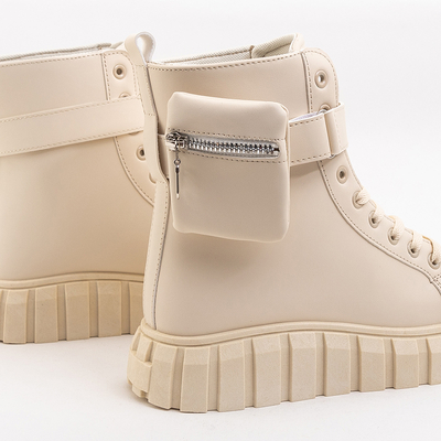 Beige Damenstiefel mit Tasche Namiko - Schuhe