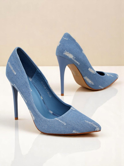 Royalfashion Damen High Heels Pumps Denim Chic