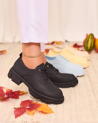 Жіночі чорні матові напівчеревики на масивній підошві Royalfashion Trendy Chunky